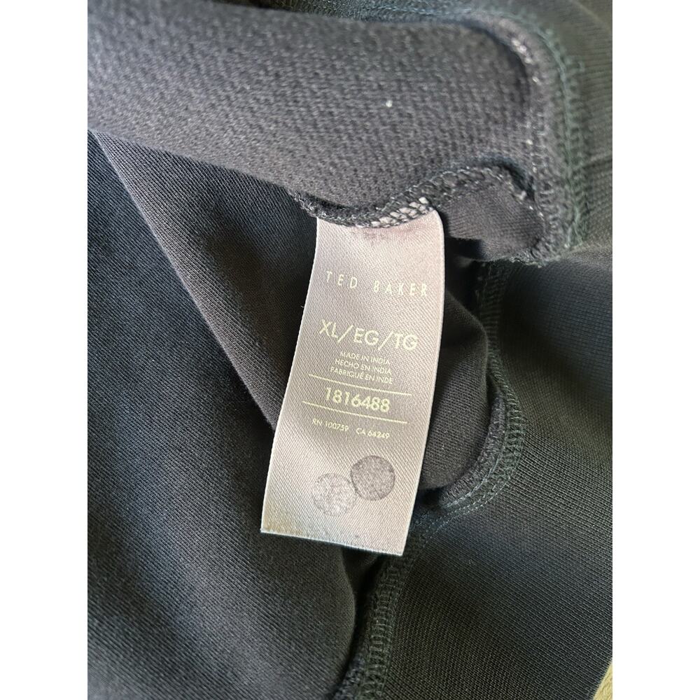 Ted Baker Mens XL Black Textured Quarter Zip Mock Neck Pullover Sweater Classic - Picture 9 of 11